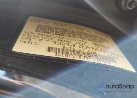 2007 Nissan Versa 1.8Sl z USA, uszkodzony, nr VIN 3N1BC11E07L435925